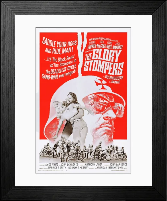 Framed Print : THE GLORY STOMPERS, US poster, Dennis Hopper (helmet), 1967 Framed Print : THE GLORY STOMPERS, US poster, Dennis Hopper (helmet), 1967