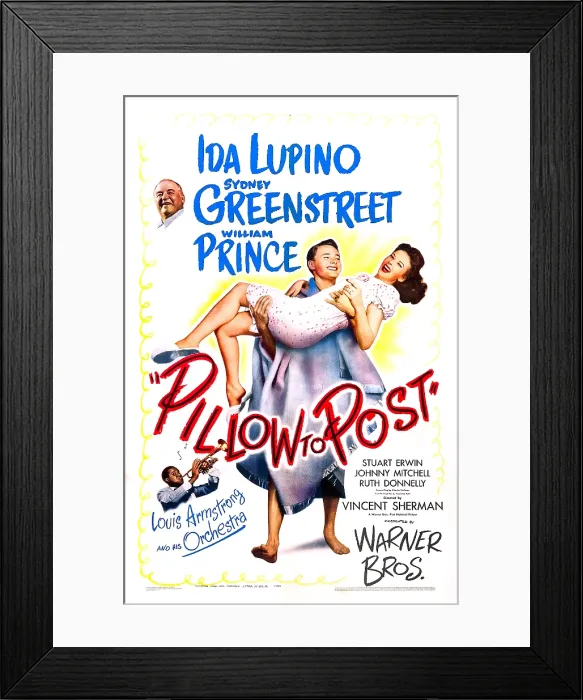 Framed Print : PILLOW TO POST, US poster, Ida Lupino, William Prince, Louis Armstrong (bottom left), Sydney Greenstreet (top left), 1945 Framed Print : PILLOW TO POST, US poster, Ida Lupino, William Prince, Louis Armstrong (bottom left), Sydney Greenstreet (top left), 1945