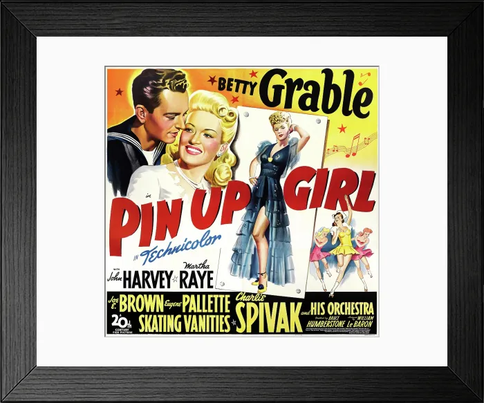 Framed Print : PIN UP GIRL, US poster, from left: John Harvey, Betty Grable (twice), 1944, TM & Copyright 20th Century Fox Film Corp. / courtesy Everett Collection