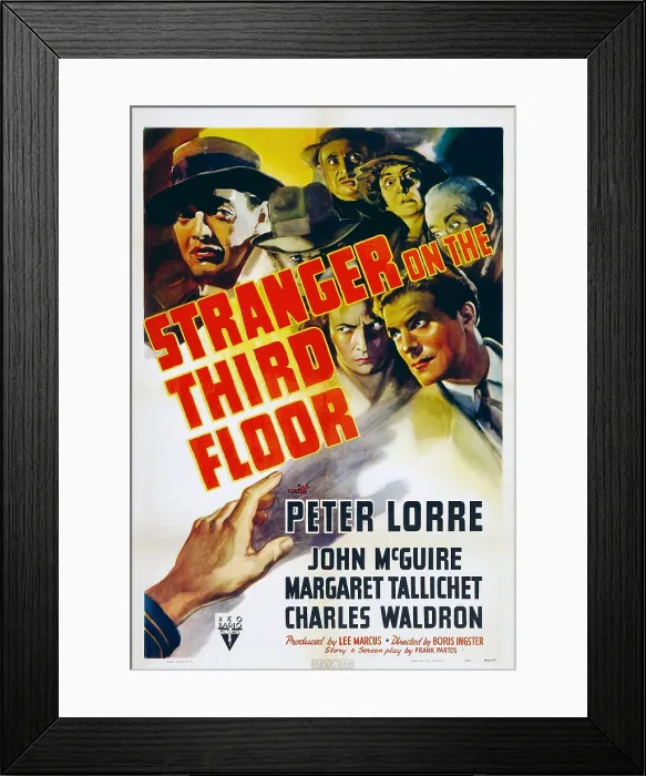 Framed Print : STRANGER ON THE THIRD FLOOR, top left: Peter Lorre, lower right: John McGuire, 1940 Framed Print : STRANGER ON THE THIRD FLOOR, top left: Peter Lorre, lower right: John McGuire, 1940