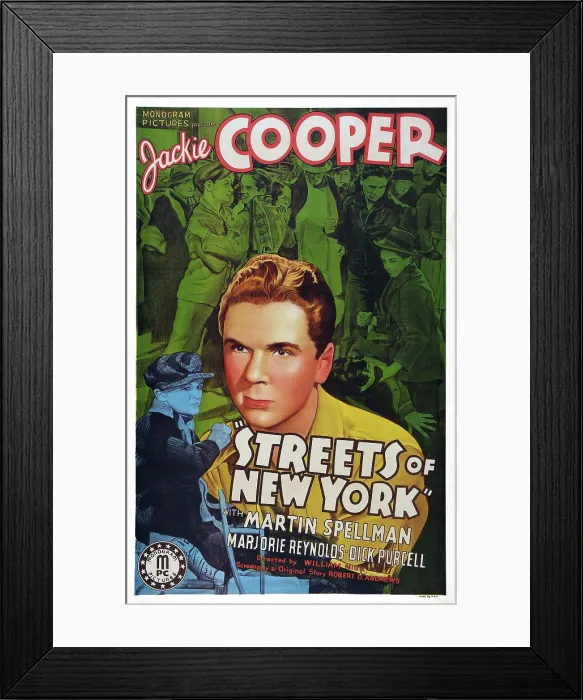 Framed Print : STREETS OF NEW YORK, US poster art, Jackie Cooper, 1939 Framed Print : STREETS OF NEW YORK, US poster art, Jackie Cooper, 1939