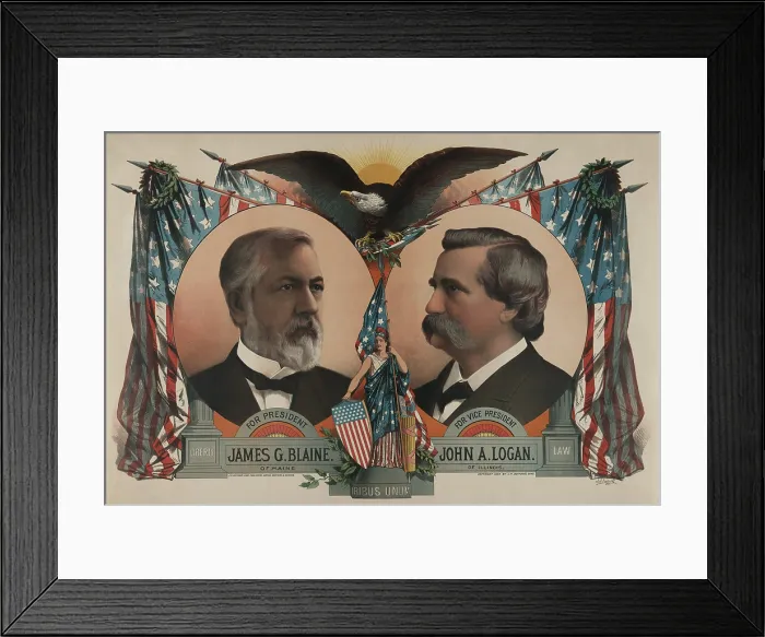 Framed Print : Republican Candidates for President and Vice President in 1884. They lost the closest election in US history until 2000, against Democrat, Grover Cleveland Framed Print : Republican Candidates for President and Vice President in 1884. They lost the closest election in US history until 2000, against Democrat, Grover Cleveland