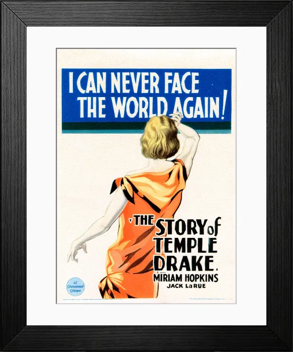 Framed Print : THE STORY OF TEMPLE DRAKE, poster art, 1933