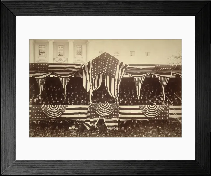 Framed Print : President Cleveland in White House reviewing stand, during his first inauguration, March 4, 1885 Framed Print : President Cleveland in White House reviewing stand, during his first inauguration, March 4, 1885