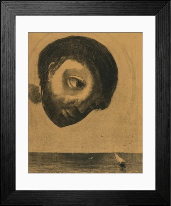 Framed Print : Guardian Spirit of the Waters, 1878, by Odilon Redon, 1840-1916, French drawing, with charcoal, white chalk, and golden toned paper