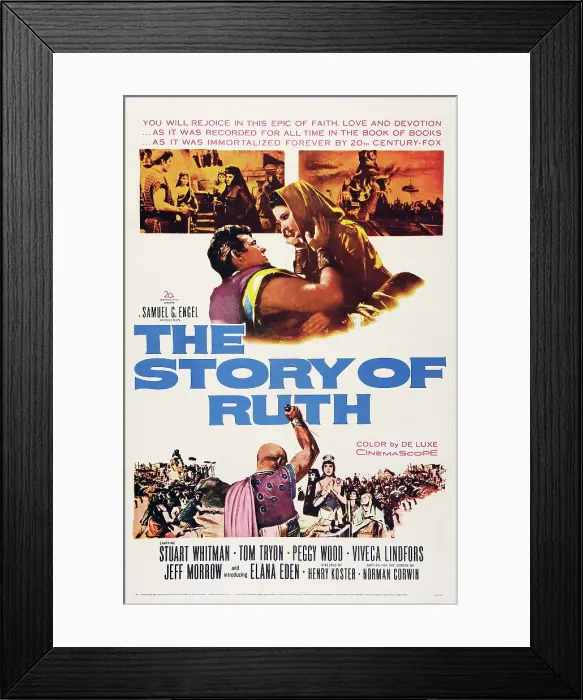 Framed Print : THE STORY OF RUTH, poster art, top l-r: Stuart Whitman, Elana Eden, bottom: Thayer David, 1960, TM and Copyright 20th Century Fox Film Corp
