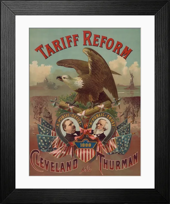 Framed Print : Democratic campaign poster for the 1888 Presidential election promising tariff reform