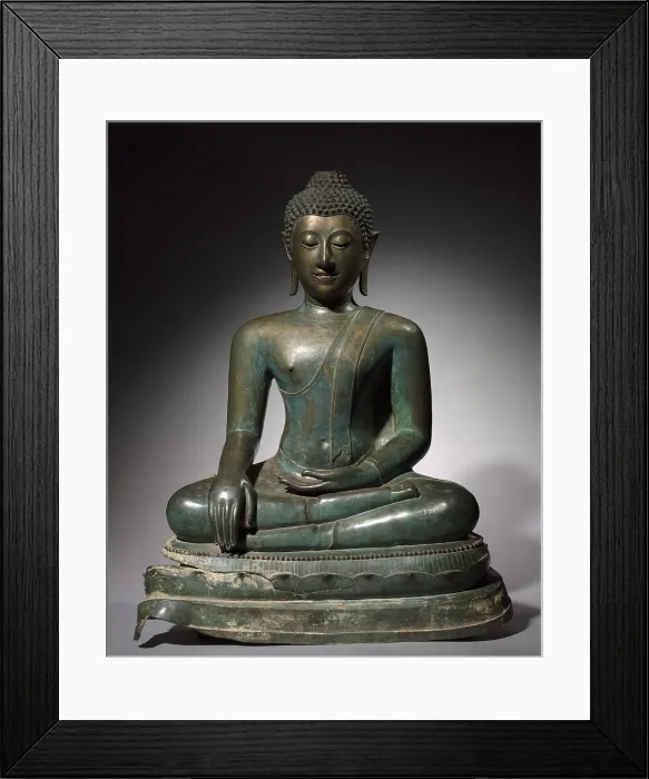 Framed Print : Seated Buddha, c. 1400s, Thailand, Chiang Mai, Chengsen Period, bronze sculpture. (BSLOC_2023_3_55)
