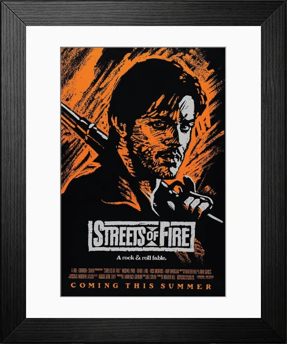 Framed Print : STREETS OF FIRE, US advance poster, Michael Pare, 1984. Universal Pictures / courtesy Everett Collection