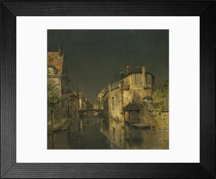 Framed Print : Midnight, 1891, by Jean-Charles Cazin, 1841-1901, French realist landscape painting, oil on canvas. Cazin painted landscapes influenced by English and Dutch painters