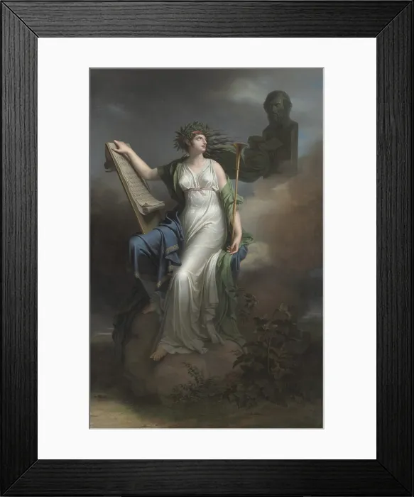 Framed Print : Calliope, Muse of Epic Poetry, 1798, by Charles Meynier, 1768-1832, French painting, oil on canvas. Calliope, the muse of sacred poetry, dance and eloquence