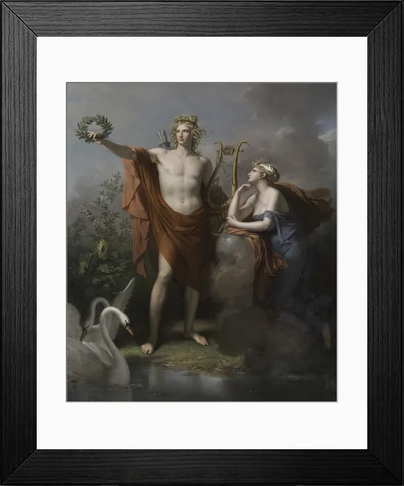 Framed Print : Apollo, God of Light, Eloquence, Poetry and the Fine Arts with Urania, Muse of Astronomy, 1798, by Charles Meynier, 1768-1832, French painting, oil on canvas. (BSLOC_2023_3_24)