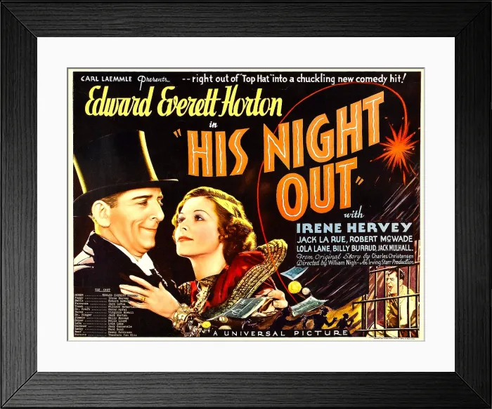 Framed Print : HIS NIGHT OUT, from left: Edward Everett Horton, Irene Hervey, 1935 Framed Print : HIS NIGHT OUT, from left: Edward Everett Horton, Irene Hervey, 1935