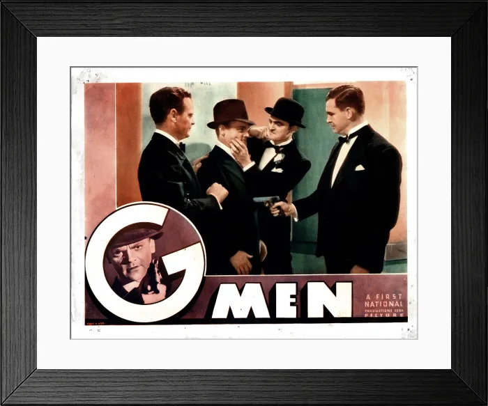 Framed Print : G-MEN, bottom: James Cagney; top from left: Russell Hopton, James Cagney, Edward Pawley, Barton MacLane, 1935