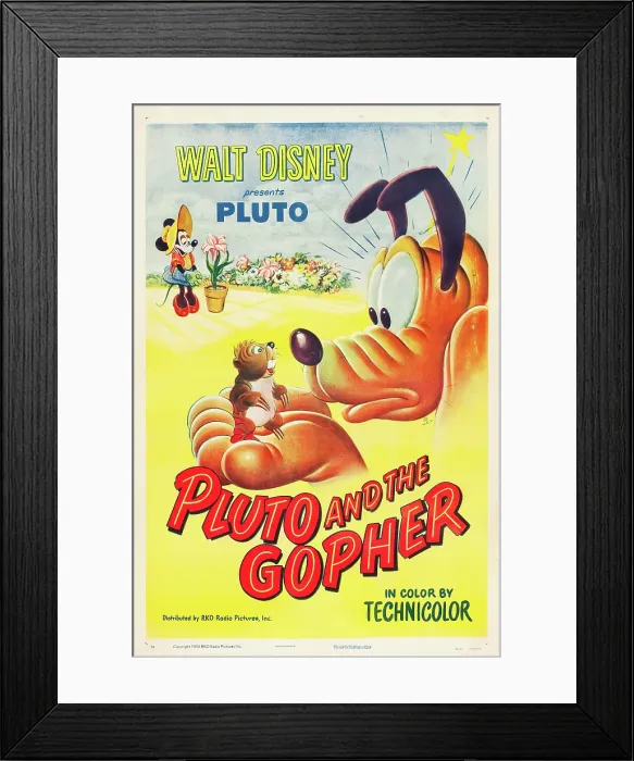 Framed Print : PLUTO AND THE GOPHER, rear: Minnie Mouse, foreground, Pluto on poster art, 1950