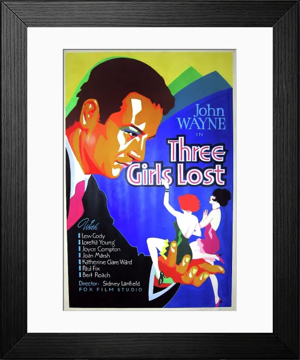Framed Print : THREE GIRLS LOST, John Wayne on US poster art, 1931