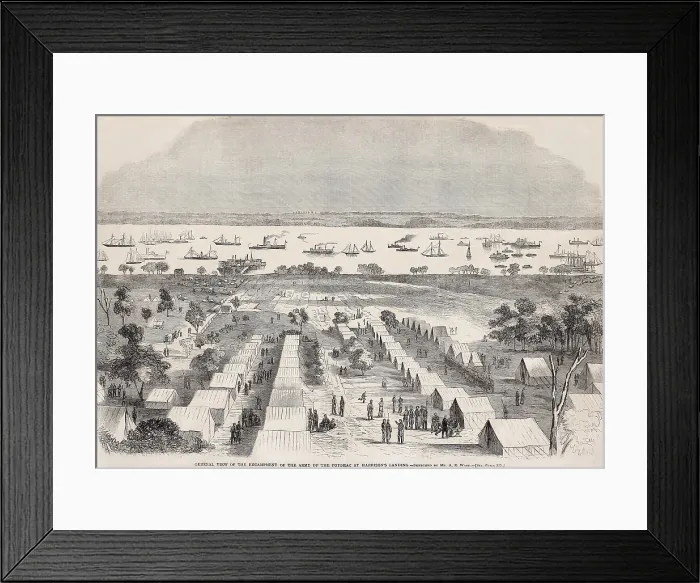 Framed Print : US Civil War, Peninsula Campaign, April-August, 1862. Harrison's Landing encampment on the James River, after the Union Army withdrew from the Seven Days Battles