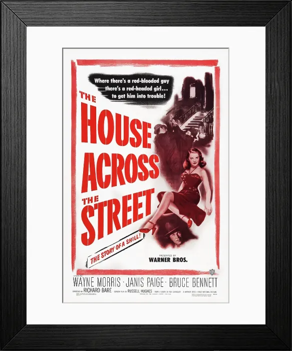 Framed Print : THE HOUSE ACROSS THE STREET, US poster art, from top: Barbara Bates, Wayne Morris, 1949