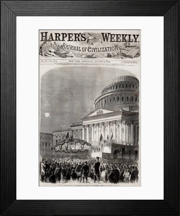 Framed Print : Great War Meeting at Washington, DC, August 6, 1882 at the end of the Peninsula Campaign of the US Civil War