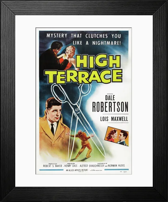 Framed Print : HIGH TERRACE, US poster art, left: Dale Robertson; bottom right inset: Lois Maxwell, Dale Robertson, 1956