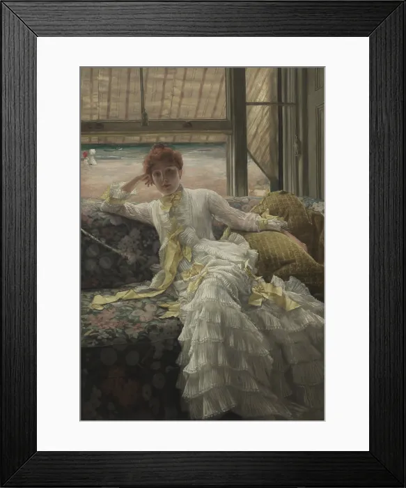 Framed Print : Seaside 1869-1876, by James Tissot, 1836-1902, French academic painting, oil on canvas. This painting one of a series of allegories of the months of the year