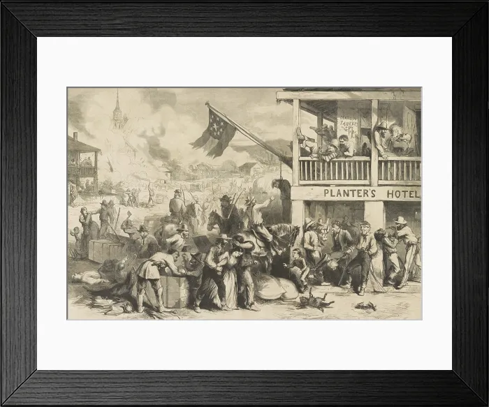 Framed Print : Confederate guerrilla raid in a western town during the US Civil War, by Thomas Nast, Sept 1862