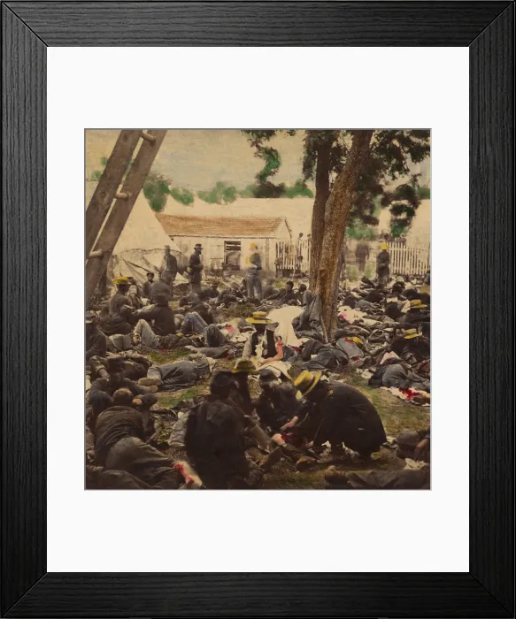 Framed Print : US Civil War, Peninsula Campaign, Seven Days Battles, June 25-July 1, 1862. Wounded Union soldiers crowded in a field hospital at Savage's Station, Virginia
