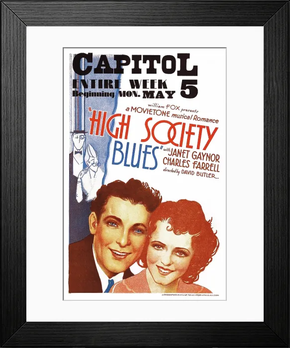 Framed Print : HIGH SOCIETY BLUES, l-r: Charles Farrell, Janet Gaynor on window card, 1930, TM and Copyright 20th Century Fox Film Corp. All rights reserved. / courtesy Everett Collection