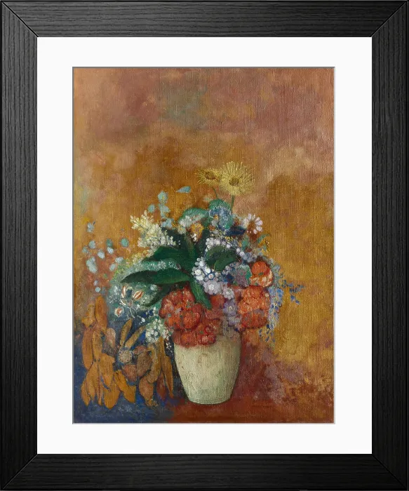 Framed Print : Vase of Flowers, 1905, by Odilon Redon, 1840-1916, French symbolist painting, oil on canvas