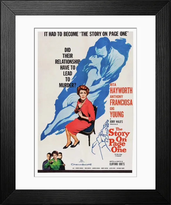 Framed Print : THE STORY ON PAGE ONE, US poster art, center: Rita Hayworth; bottom left: Gig Young, Rita Hayworth, Anthony Franciosa, 1959. TM & Copyright 20th Century Fox Film Corp
