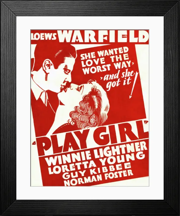 Framed Print : PLAY-GIRL, from left on US poster art: Norman Foster, Winnie Lightner, 1932