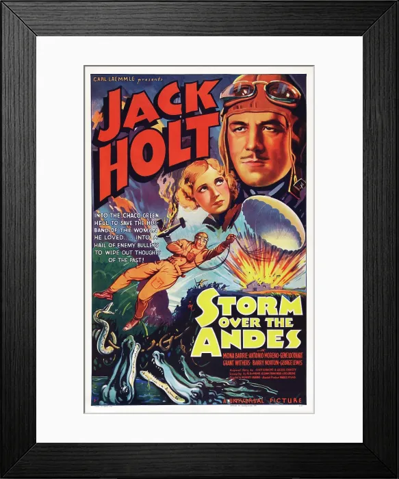 Framed Print : STORM OVER THE ANDES, US poster art, top right: Jack Holt, 1935