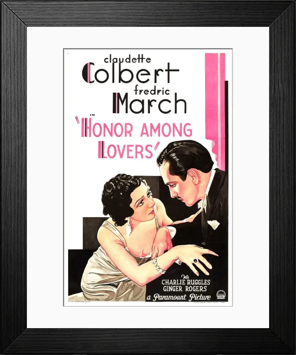 Framed Print : HONOR AMONG LOVERS, from left on US poster art: Claudette Colbert, Fredric March, 1931 Framed Print : HONOR AMONG LOVERS, from left on US poster art: Claudette Colbert, Fredric March, 1931