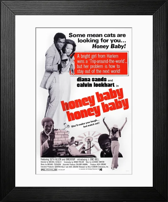 Framed Print : HONEYBABY, HONEYBABY, (aka HONEY BABY), US poster art, top from left: Calvin Lockhart, Diana Sands, 1974
