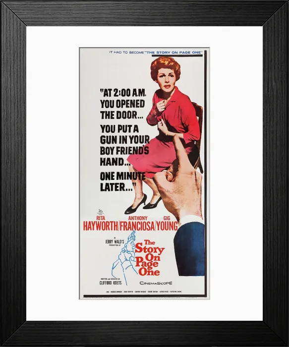 Framed Print : THE STORY ON PAGE ONE, US poster art, Rita Hayworth, 1959, TM and Copyright 20th Century Fox Film Corp. All rights reserved / courtesy Everett Collection