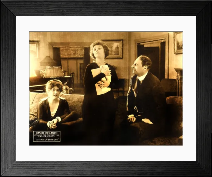Framed Print : A STAR OVER NIGHT, right: David Belasco on lobbycard, 1919