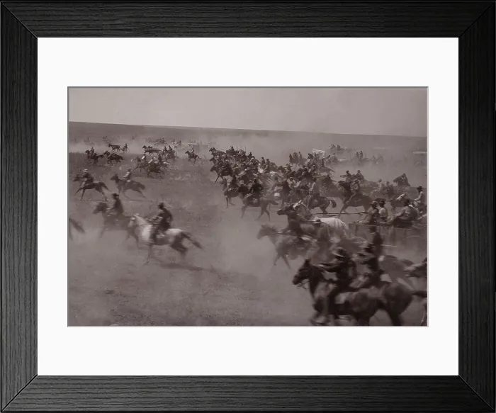 Framed Print : Famous photograph of the start of the Cherokee Outlet Land Rush was taken from a high platform, Sept. 16, 1893 at 12:00 noon. William S