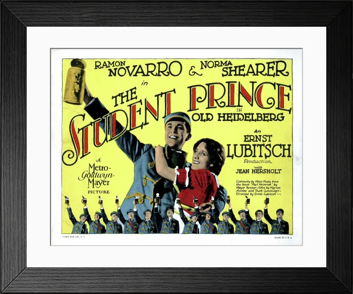 Framed Print : THE STUDENT PRINCE IN OLD HEIDELBERG, from left: Ramon Novarro, Norma Shearer, 1927