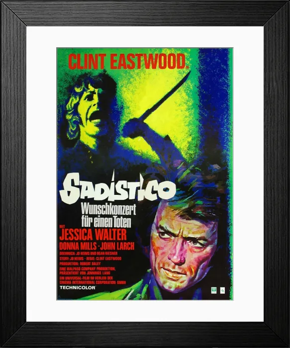 Framed Print : PLAY MISTY FOR ME, (aka SADISTICO), Jessica Walter, CLint Eastwood, 1971