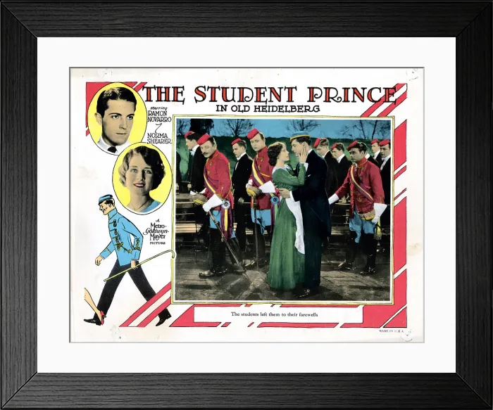Framed Print : THE STUDENT PRINCE IN OLD HEIDELBERG, lobbycard, left, from top: Ramon Novarro, Norma Shearer, front, from left: Norma Shearer, Ramon Novarro, 1927
