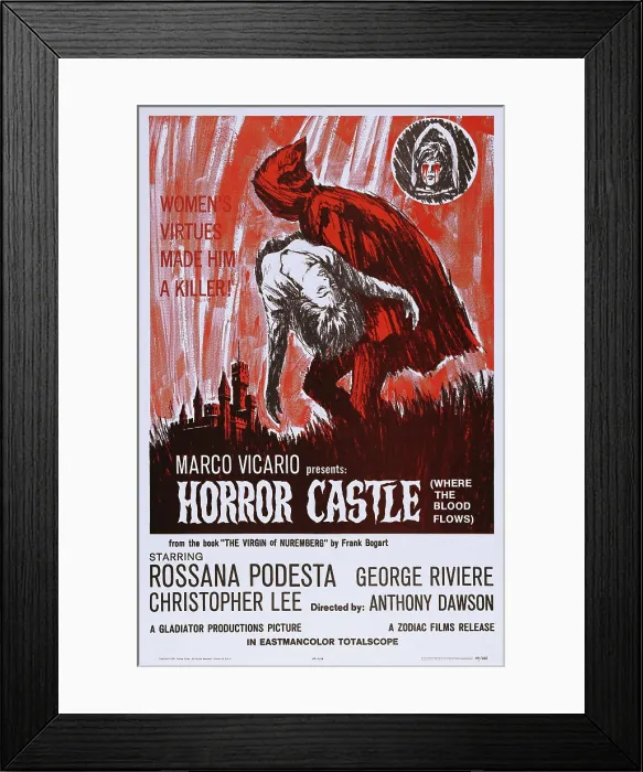 Framed Print : HORROR CASTLE, (aka LA VERGINE DI NORIMBERGA), US poster, 1963