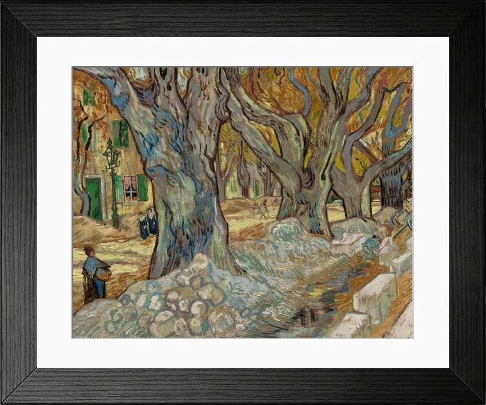 Framed Print : Road Menders at Saint-Rmy, 1889, by Vincent van Gogh, 1853-1890, Dutch Post Impressionist painting, oil on canvas
