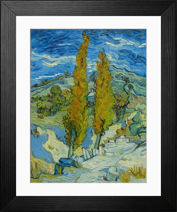 Framed Print : Two Poplars in the Alpilles near Saint-Rmy, 1889, by Vincent van Gogh, 1853-1890, Dutch Post Impressionist painting, oil on canvas