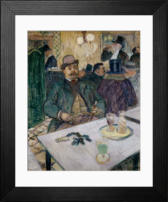 Framed Print : Monsieur Boileau at the Caf, 1893, by Henri de Toulouse-Lautrec, 1864-1901, French Post Impressionist painting, in gouache, and opaque watercolor