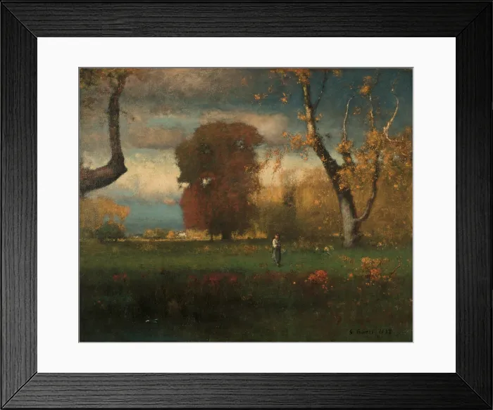 Framed Print : Landscape, 1888, by George Inness, 1825-1894, American landscape painting, oil on canvas. In his early career, Inness was influenced by the American Hudson River school Framed Print : Landscape, 1888, by George Inness, 1825-1894, American landscape painting, oil on canvas. In his early career, Inness was influenced by the American Hudson River school