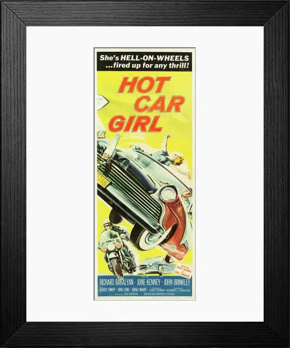 Framed Print : HOT CAR GIRL, US insert poster art, 1958