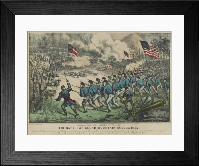Framed Print : US Civil War. Battle of Cedar Mountain, August 9th, was fought by a Union army lead by Generals John Pope and Nathaniel Banks