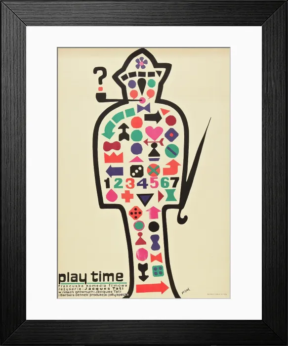 Framed Print : PLAY TIME, (aka PLAYTIME), Polish poster art, 1967 Framed Print : PLAY TIME, (aka PLAYTIME), Polish poster art, 1967