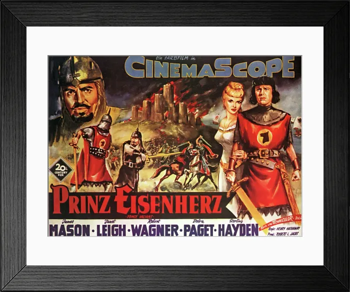 Framed Print : PRINCE VALIANT, (aka PRINZ EISENHERZ), l-r: James Mason, Janet Leigh, Robert Wagner on German poster art, 1954, TM and Copyright 20th Century Fox Film Corp Framed Print : PRINCE VALIANT, (aka PRINZ EISENHERZ), l-r: James Mason, Janet Leigh, Robert Wagner on German poster art, 1954, TM and Copyright 20th Century Fox Film Corp