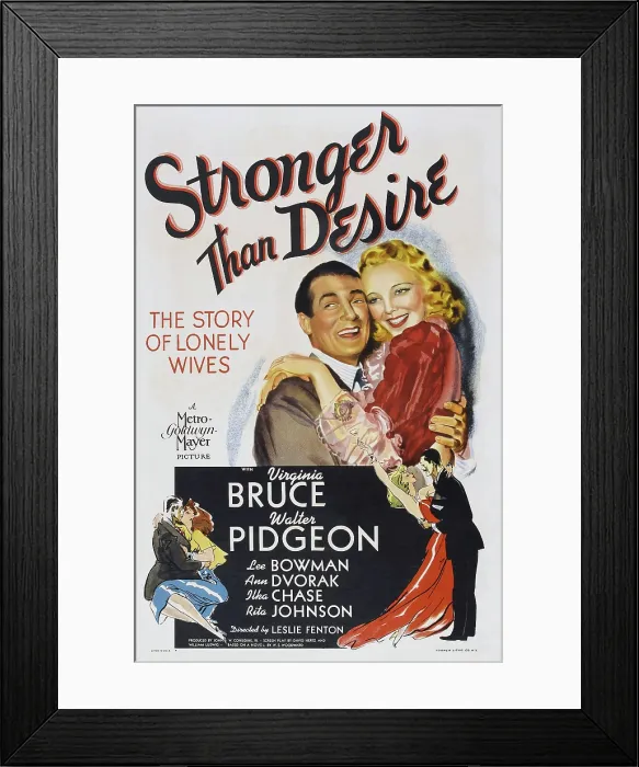 Framed Print : STRONGER THAN DESIRE, US poster art, from left: Walter Pidgeon, Virginia Bruce, 1939